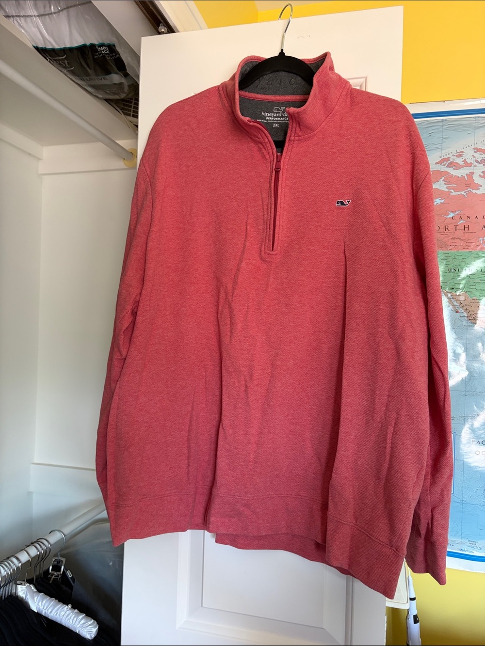Vineyard Vines Men's Coral Red Quarter-Zip Pullover